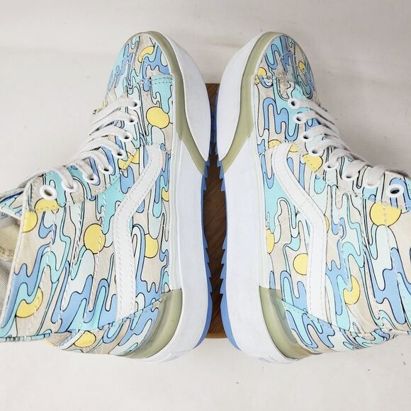Vans Sk8-Hi Stackform Shoe Women 7.5 Blue Yellow Change Platform Tapered Sneaker - Picture 10 of 13